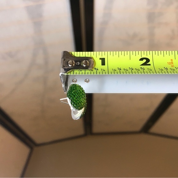 Emerald Round Faux Crystal Flat Back Post Earrings - Picture 3 of 3